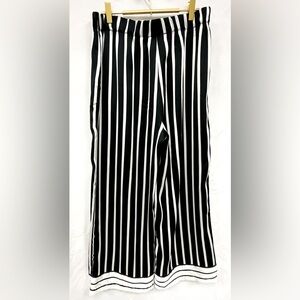 Pinstripe black-and-white pants
